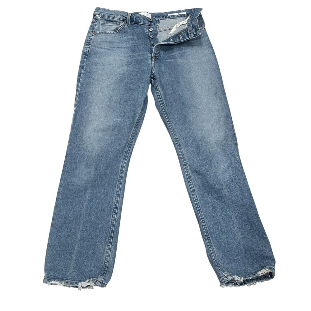 Citizens of Humanity Jolene Jeans High Rise Button Fly Distressed Raw Hem 28